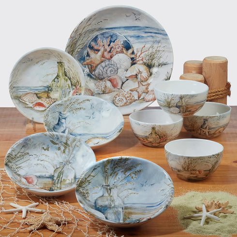 Certified International Coastal Landscape 6" Canape Plates, Assorted Designs, Multicolor, Set of 4