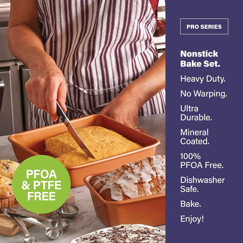 Gotham Steel Ultra Nonstick Square Baking Pan, Dishwasher Safe with No Warp & Even Heating Technology, XL 9.5” x 9.5”