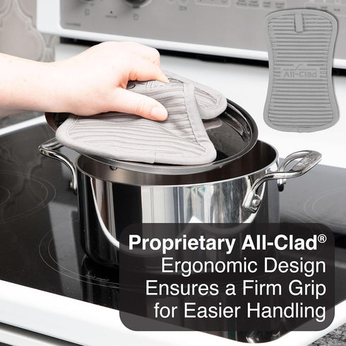 All-Clad Premium Pot Holder & Hot Pad, 100% Cotton, Heat Resistant to 500 Degrees, Titanium, 1-Pack