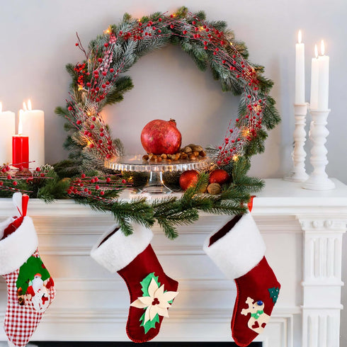 24Pcs 17inch Christmas Tree Decorations Artificial Berry Stems Christmas Red Berries Holly Berry Red Berry Picks