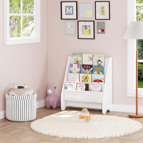 4 UTEX Kids Bookshelf Storage, Book Shelf for Kids Rooms, Tier Sling Bookshelf for Kids, Toddler, Magazine Book Rack