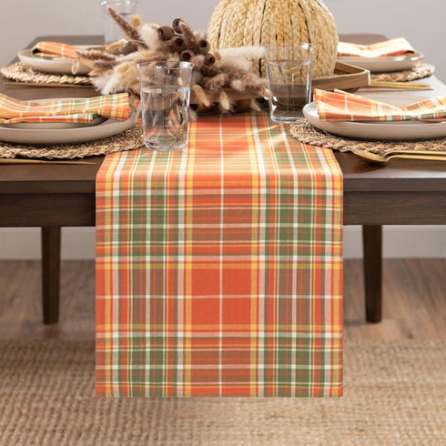 13"x70" Elrene Home Fashions Hawley Plaid Harvest Fall/Thanksgiving Cotton Console Centerpiece/Table Runner