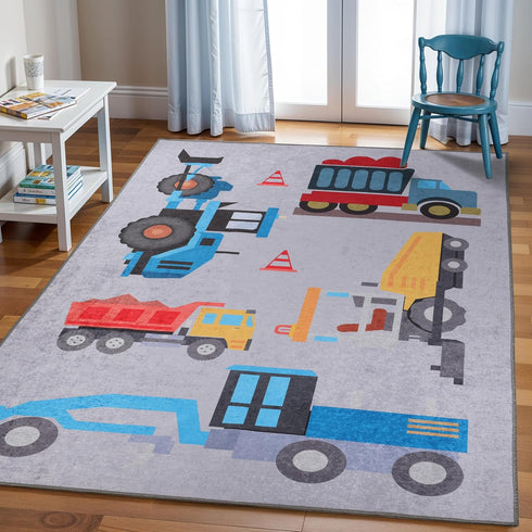 4' 6' SUPERIOR Indoor Kids Rug, Washable, Non-Slip, Toddlers & Babies, Perfect for High Traffic Playroom, Kids Room