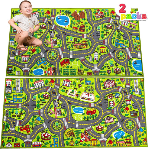 JOYIN Kids Play Rugs, Playmat City Life Carpet, Durable Carpet Playmat Rug,