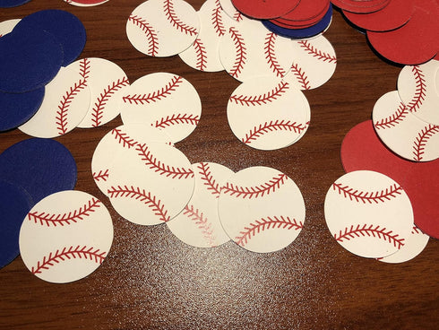 Red&Blue&White 100Pcs Baseball Confetti, Baseball Party Table Decorations for Baby Shower Birthday Party Supplies