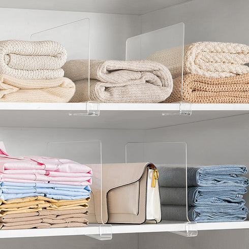 3 Pack Closet HBlife Clear Shelf Dividers, Vertical Purse Organizer for Perfect for Sweater, Shirts, Handbags