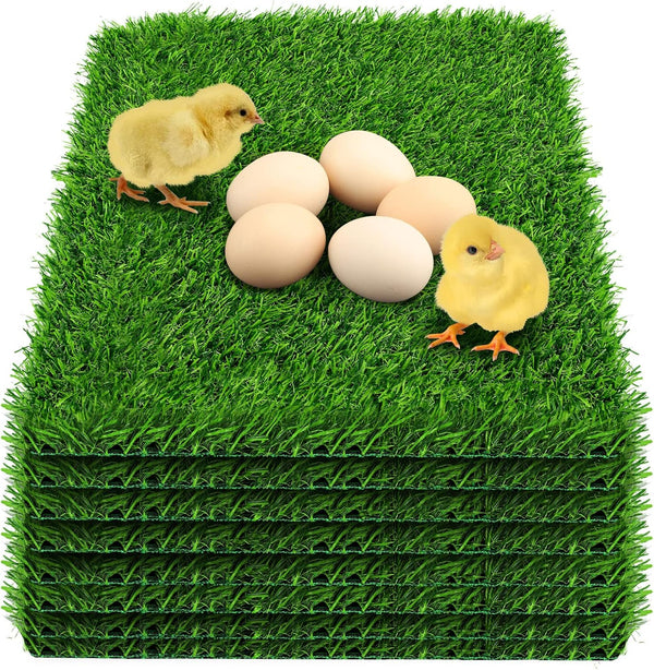 8 Pack Chicken Nesting Box Pads - Washable Artificial Grass Nesting Pads