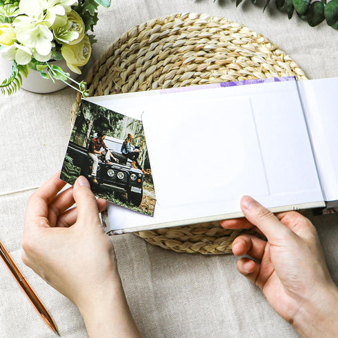 Holoary Photo Album 4x6, Holds 50 Horizontal Photos, Memo Writing Area, Small Photo Book for Travel, Vacation