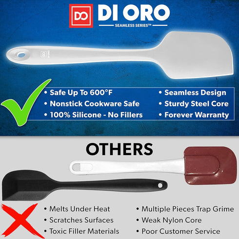 DI ORO Silicone Spatula - 600°F Heat-Resistant Rubber Kitchen Spatula for Baking, Scraping, & Mixing - BPA Free Nonstick Cookware Safe Flexible Utensil for Cooking - Seamless & Dishwasher Safe (Stone) by di Oro Living