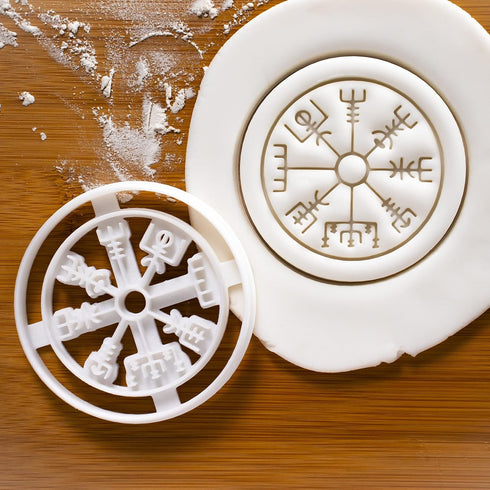 Set of 2 Icelandic Magical Stave Cookie Cutters - Designs: Love Charm Astarstafur & Runic Compass Vegvisir (2 pieces) -