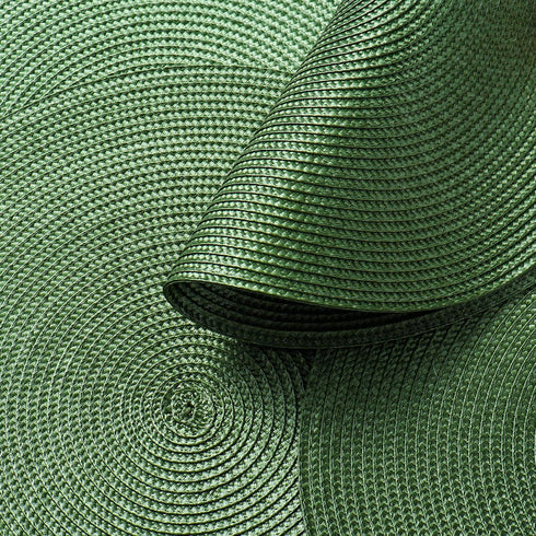 AHHFSMEI Round Braided Placemats Set of 6, 15 Inch Natural Woven Heat Resistant Table Mats (Olive Green)