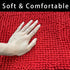 Eanpet Red Chenille Bath Mat, Non-Slip Microfiber Floor Mat, Ultra Soft Washable Shower Mat (15.7" x 23.6")