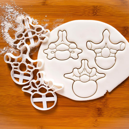 Set of 3 Vertebrae Cookie Cutters (Designs: Cervical, Lumbar, Thoracic Vertebra) - Bakerlogy