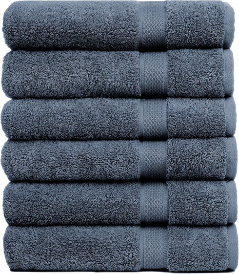 Pleasant Home Bath Towels Set of 6 (24 x 50) 100% Cotton,