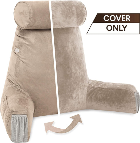 Cozy Husband Pillow Medium Cover Aspen Edition Cowboy Taupe, Reversible Microfiber to Microsuede, Side & Back Pockets
