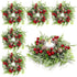Lyrow 6 Pcs Christmas Candle Rings Wreath Xmas Kitchen Cabinet Mini Wreath