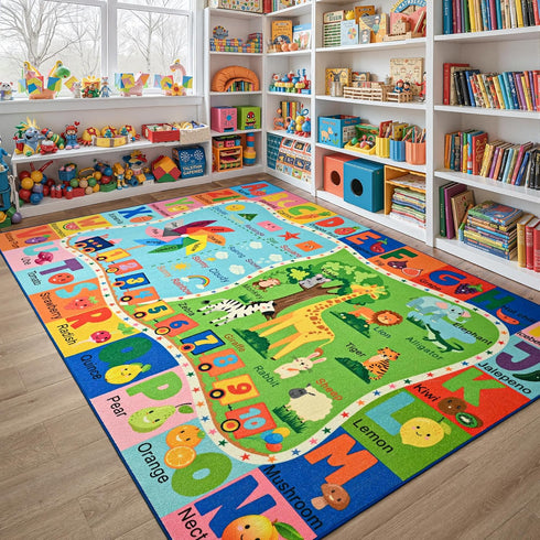 Maxsoft Kids Area Rugs for Playroom, Educational 4x6 TPR Non Slip Play