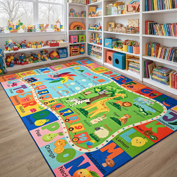 Maxsoft Kids Area Rugs for Playroom, Educational 4x6 TPR Non Slip Play