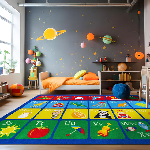 3' 5' Rugshop Kids Alphabet Educational Learning High Traffic Living Room,Bedroom,Kitchen, Home Office Non Slip Area