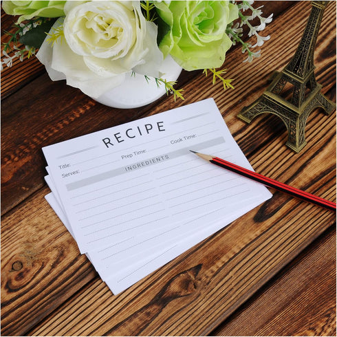 Modern Recipe Cards (Set of 60): 4x6” Double-Sided Premium Thick Card Stock with Bonus Measuring Chart