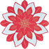 Embroidered Holiday Christmas Doily Placemat, Red White and Gold Star Poinsettia Small Table Topper (24 Inch)