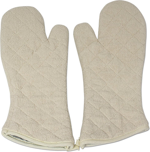 Nouvelle Legende Quilted Cotton Terry Oven Mitts, Heat-Resistant Gloves for Kitchen and Grill, 1 Pair