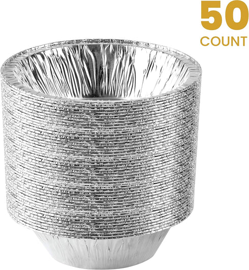 PLASTICPRO 6'' Inch Round Tin Foil Cake Pans, Disposable Aluminum, Freezer & Oven Safe, Pack of 50