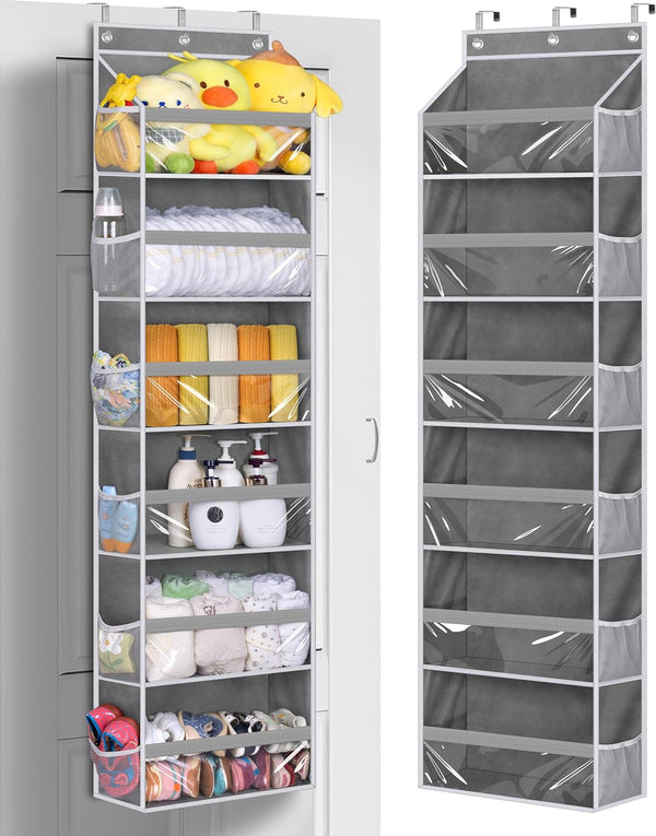 MISSLO Over the Door Organizer - Hanging Storage with 6 Large Pockets, 12 Side Pockets for Baby, Bathroom, Toys