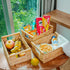 VATIMA Hyacinth Small Wicker Basket 11.6x8.1x4.9", Decorative Storage with Wooden Handle for Bathroom Organizer