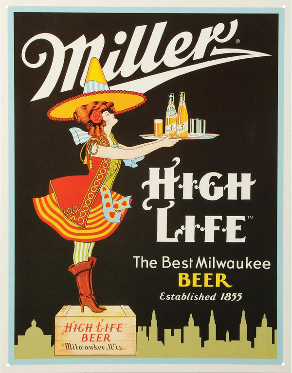 Miller Server Tin Sign, 10.5"W x 16"H