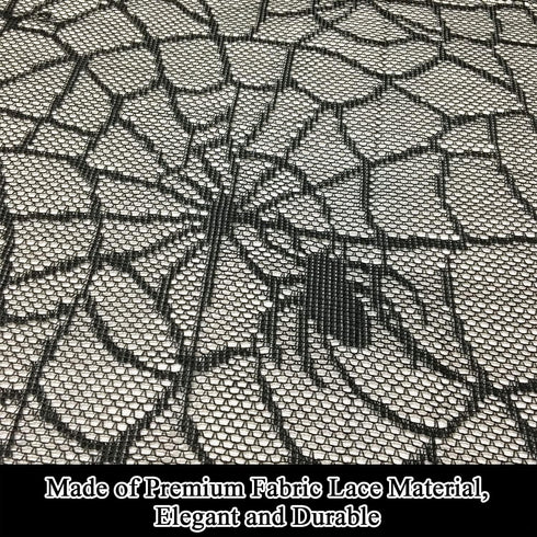 Halloween Tablecloth - Gothic Black Lace Spider Web Table Cover for Masquerade, Dinner Party, 53x68 Inches