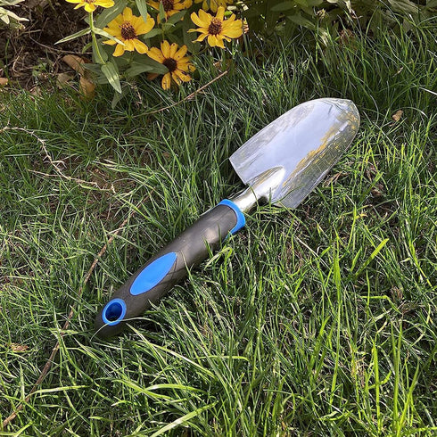 Yellow Gardening Shovel, Digging Trowel for Lawn Planting, Alloy Spade with Rubber Handle