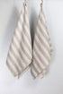 BLESS LINEN 100% 16 30 Inches, Set 2, Jacquard Striped Pure Linen Hand Kitchen Towel, x of Grey/White