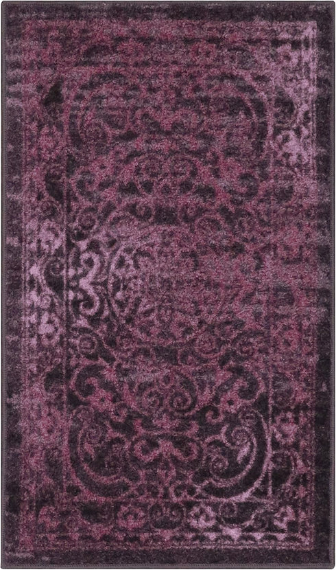 Maples Rugs Pelham Transitional Area Rug 2'6 x 3'10 - Washable Non Slip Indoor Carpet in Wineberry