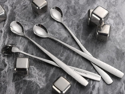 Stainless Steel Iced Tea Spoons Set of 6, Cocktail Stir Sticks for Cold Drinks