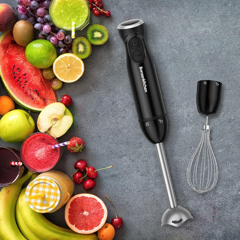 Bonsenkitchen Immersion Blender, 12-Speed Turbo Handheld Electric Blender with Sharp Blades, 3-In-1 Stick Blender