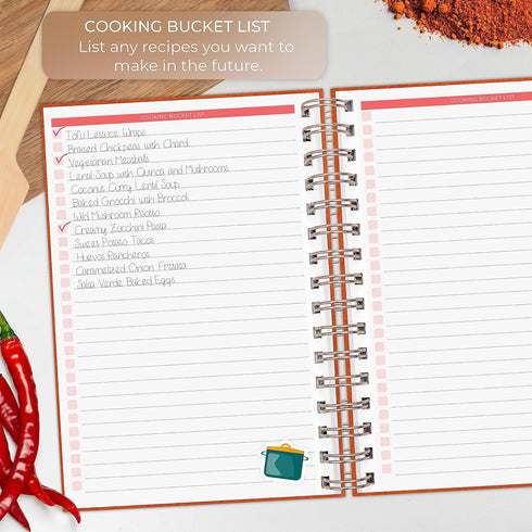 Clever Fox Recipe Book Spiral: Make Your Own Family Cookbook, Blank Recipe Notebook Organizer, 6.3”x8.3”