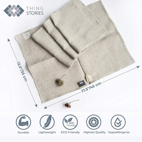 4-Pack Set Pure Linen Flax Washcloths Natural Dish Towels Linen Tea Towel Cloth Napkins Small Hand Towels for Kitchen