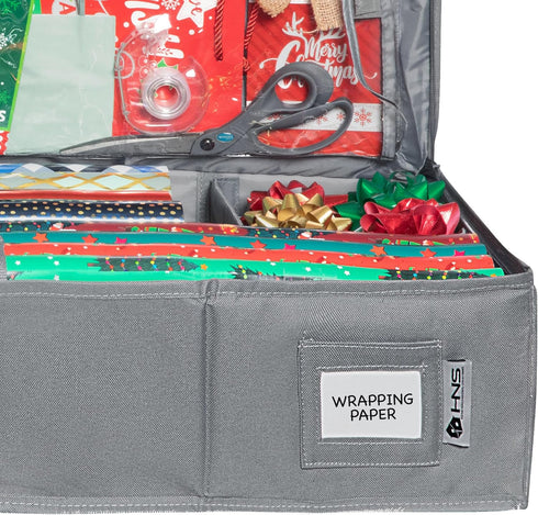 Wrapping Paper Storage Container - Fits Up to 27 Rolls, Underbed Gift Wrap Organizer Bags, Durable Material