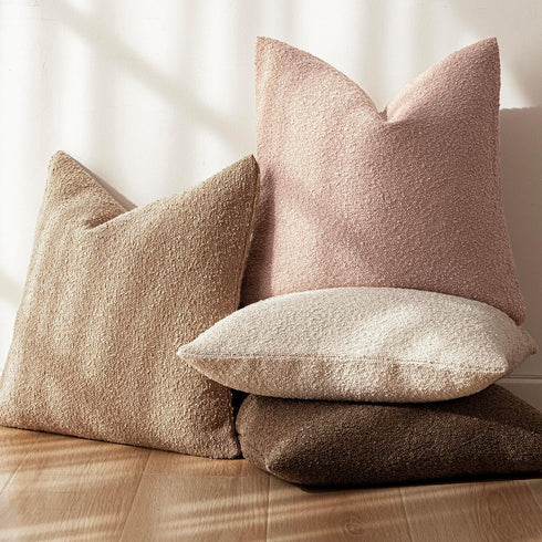 Cozy 26x26 Inch,1PC,Light Foindtower Decorative Textured Boucle Throw Pillow Covers Accent Solid Pillow Cases Neutral