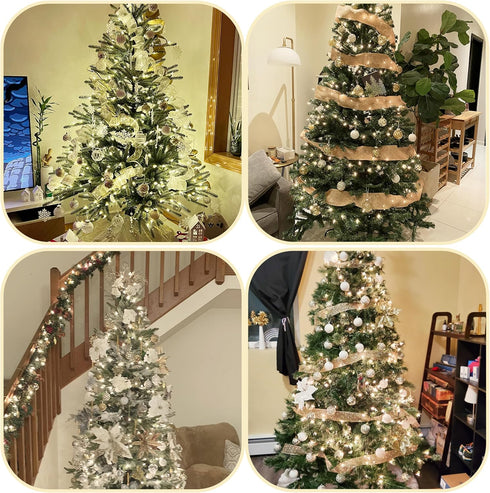30PCS Christmas Balls Ornaments - 60MM Gold & White Painted Shatterproof Hanging Decorations for Tree