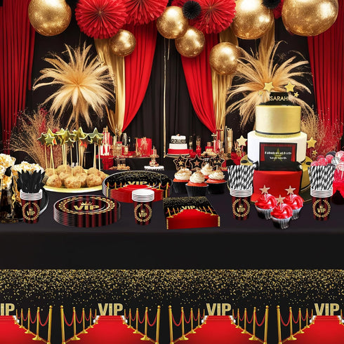 VIP Party Decorations Tableware | Movie Star Red Carpet Birthday Supplies for 24 Guests