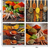 4 Set 12"x12"x4 HOMEOART Kitchen Pictures Wall Decor Piece Colorful Spices and Spoon Painting Canvas Wall Art Prints