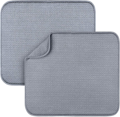2 Pack Dish Drying Mats for Kitchen, Microfiber Drying Rack Pad, Kitchen Counter Mat - 18X16 Inch