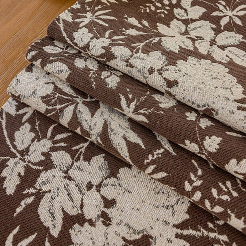 13 48 Inch Floral Dark Brown Table Runner for Living Room Jacquard Flower Dining Table Runner with Tassels Modern