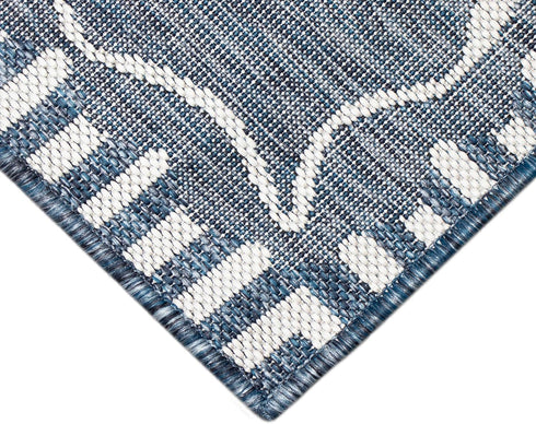 Liora Manne Carmel Low Profile Indoor/Outdoor Woven Rug, Decorative Botanical Dragonfly in Navy, 3'3" x 4'11"