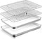 TeamFar Toaster Oven Pan with Rack Set, 10.5 x 8 x 1 Inch Stainless Steel Baking Pan Tray with Grid Rack