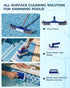 Snuvid 3-in-1 Set 17.5" Set Full-Coverage Pool Brush Head - Includes Long Brush, Rotatable Handheld/Extension Pole
