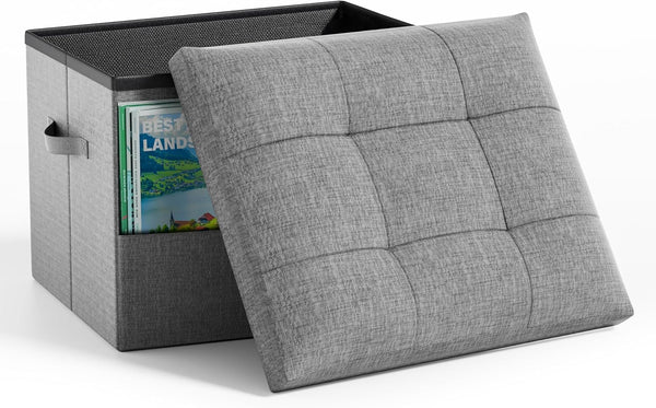 Dayacoco Storage Ottoman Foot Rest Stool, Foldable Foot Rest Stool with Thicker Foam