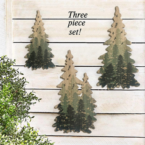 Limygus Woodland Wall Art Paintings - Set of 3 Bushes Wall Decorations